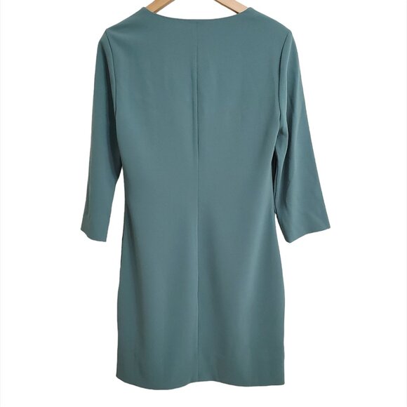 DIANE VON FURSTENBERG Womens Aurora Mini Dress 10 Moss Green 3/4 Sleeve - Picture 2 of 11